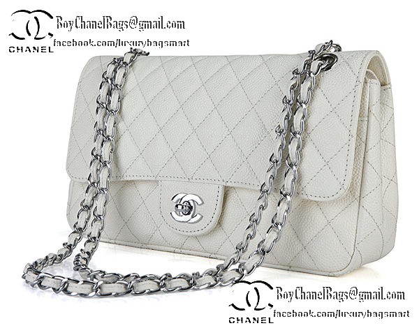 Chanel Classic Flap Bag Cannage Pattern CHA1113 White Chanel Classic Flap Bag Cannage Pattern CHA1113 White