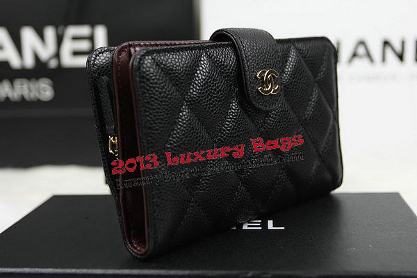 Chanel Matelasse Bi-Fold Wallet Original Cannage Pattern Leater CHA48667 Black Chanel Matelasse Bi-Fold Wallet Original Cannage Pattern Leater CHA48667 Black
