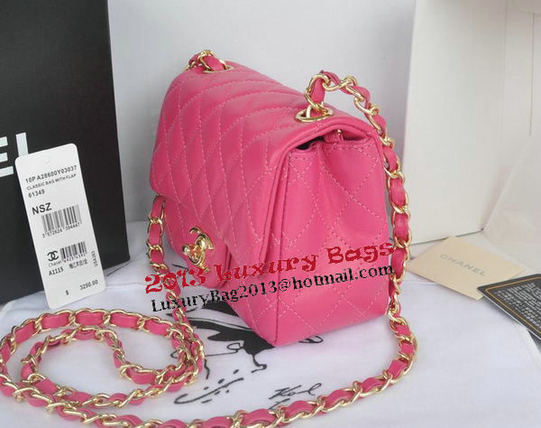 Chanel mini Classic Flap Bag Rose Original Sheekskin CHA1115 Gold Chanel mini Classic Flap Bag Rose Original Sheekskin CHA1115 Gold