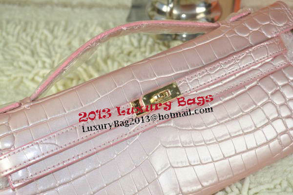 Hermes Kelly Clutch Bag Croco Leather K31 Light Pink Hermes Kelly Clutch Bag Croco Leather K31 Light Pink