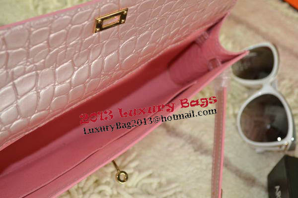 Hermes Kelly Clutch Bag Croco Leather K31 Light Pink Hermes Kelly Clutch Bag Croco Leather K31 Light Pink