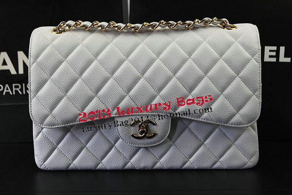 Chanel Classic Flap Bag White Cannage Pattern CF1113 Gold Chanel Classic Flap Bag White Cannage Pattern CF1113 Gold