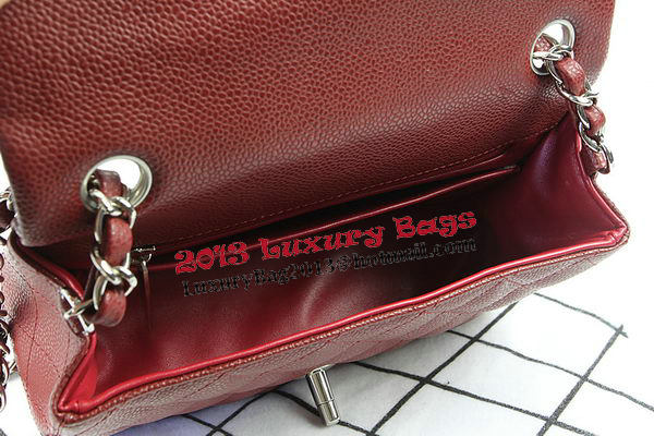 Chanel Classic MINI Flap Bag Burgundy Cannage Pattern CF1119 Silver Chanel Classic MINI Flap Bag Burgundy Cannage Pattern CF1119 Silver