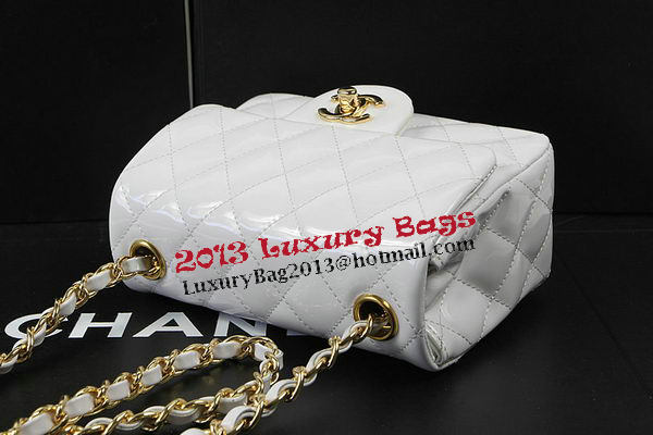 Chanel Classic MINI Flap Bag White Original Patent Leather CF1115 Gold Chanel Classic MINI Flap Bag White Original Patent Leather CF1115 Gold