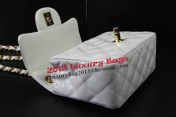 Chanel Classic MINI Flap Bag White Original Patent Leather CF1115 Gold Chanel Classic MINI Flap Bag White Original Patent Leather CF1115 Gold