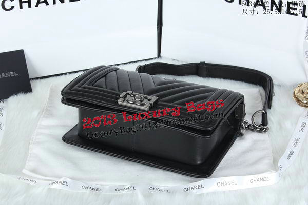 Boy Chanel Flap Bag Sheepskin Chevron Quilting A66034 Black Boy Chanel Flap Bag Sheepskin Chevron Quilting A66034 Black