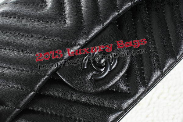 Chanel Classic Flap Bag Lambskin Chevron Quilting A01112 Black Chanel Classic Flap Bag Lambskin Chevron Quilting A01112 Black
