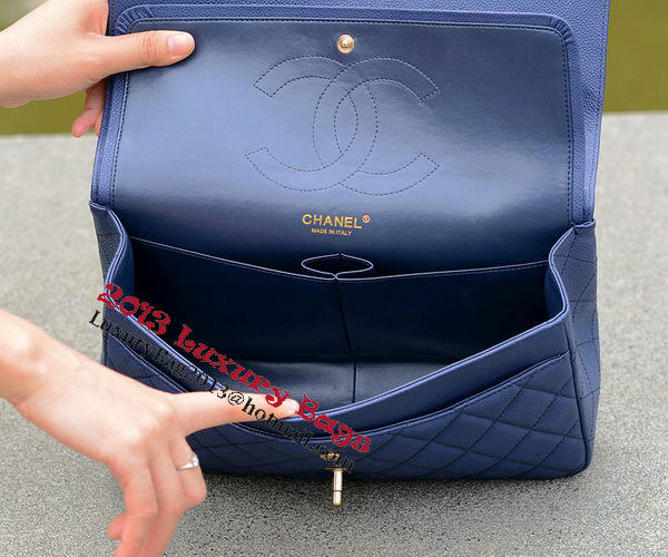 Chanel Jumbo Quilted Classic Flap Bag Blue Cannage Patterns A58600 Gold Chanel Jumbo Quilted Classic Flap Bag Blue Cannage Patterns A58600 Gold