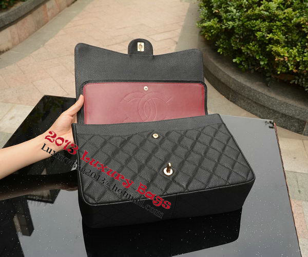 Chanel Maxi Quilted Classic Flap Bag Black Cannage Patterns A58601 Gold Chanel Maxi Quilted Classic Flap Bag Black Cannage Patterns A58601 Gold