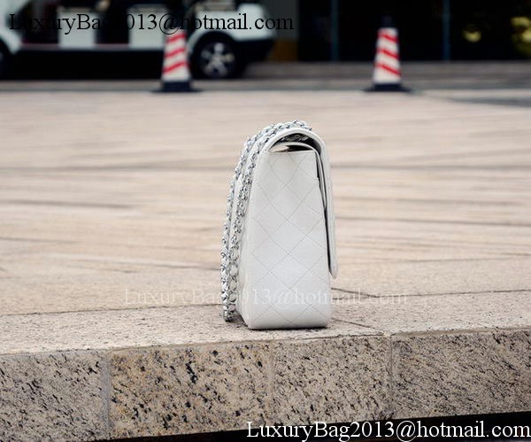 Chanel Maxi Quilted Classic Flap Bag White Cannage Pattern A58601 Silver Chanel Maxi Quilted Classic Flap Bag White Cannage Pattern A58601 Silver