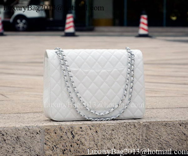 Chanel Maxi Quilted Classic Flap Bag White Cannage Pattern A58601 Silver Chanel Maxi Quilted Classic Flap Bag White Cannage Pattern A58601 Silver