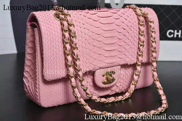 Chanel 2.55 Series Flap Bags Sakura Pink Original Python Leather A1112SA Gold Chanel 2.55 Series Flap Bags Sakura Pink Original Python Leather A1112SA Gold