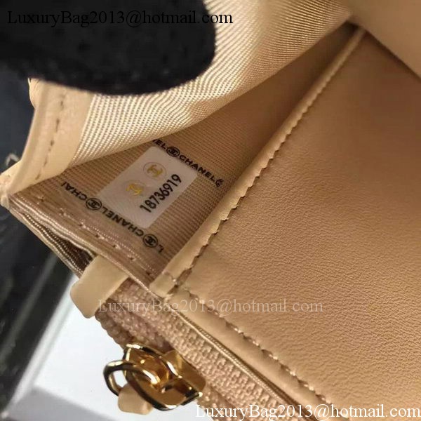 Chanel WOC mini Flap Bag Apricot Sheepskin A5373 Gold Chanel WOC mini Flap Bag Apricot Sheepskin A5373 Gold