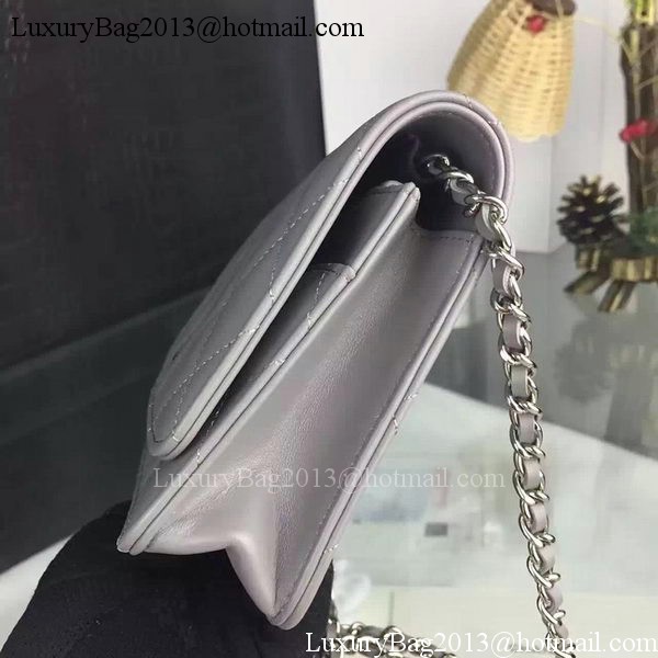 Chanel WOC mini Flap Bag Grey Sheepskin A5373 Silver Chanel WOC mini Flap Bag Grey Sheepskin A5373 Silver