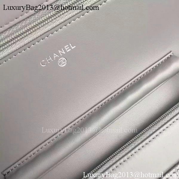 Chanel WOC mini Flap Bag Grey Sheepskin A5373 Silver Chanel WOC mini Flap Bag Grey Sheepskin A5373 Silver