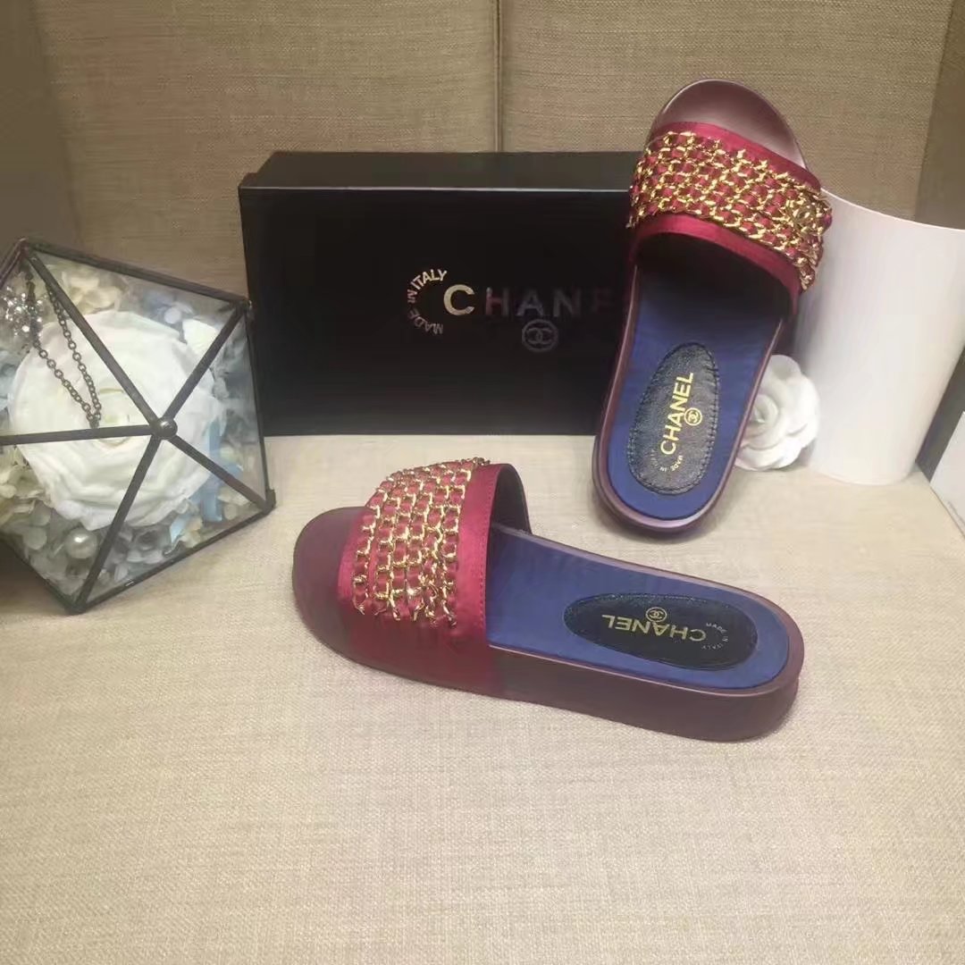 Chanel Slipper Leather CH2149 Red Chanel Slipper Leather CH2149 Red