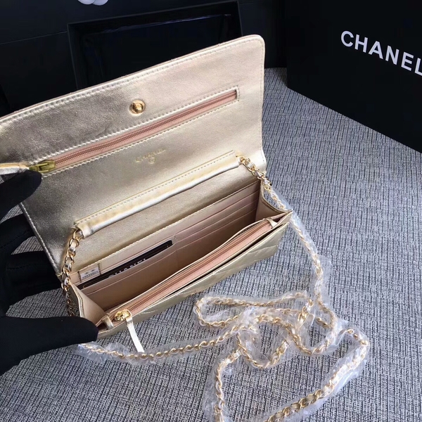 Chanel WOC Flap Bag Original Sheepskin Leather 33814A Glod Chanel WOC Flap Bag Original Sheepskin Leather 33814A Glod