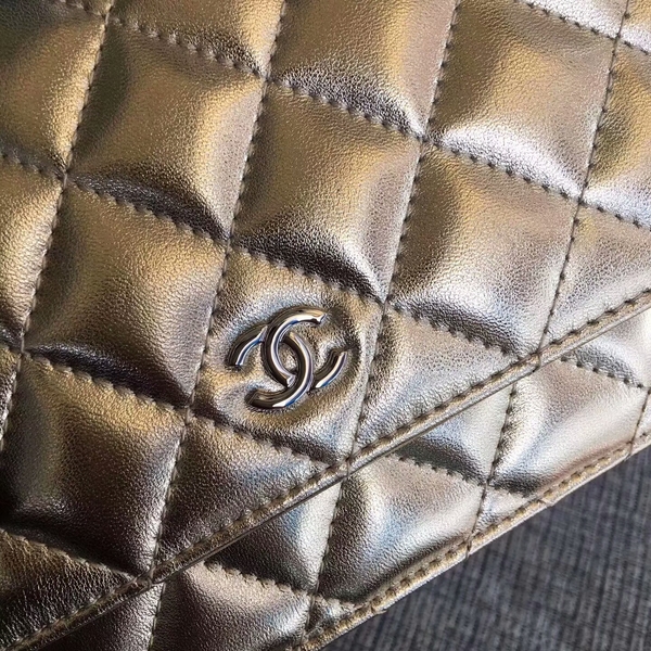 Chanel WOC Flap Bag Original Sheepskin Leather 33814A Silver Chanel WOC Flap Bag Original Sheepskin Leather 33814A Silver