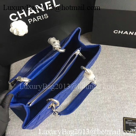 Chanel LE Boy Grand Shopping Tote Bag GST Blue Cannage Pattern A50995 Silver Chanel LE Boy Grand Shopping Tote Bag GST Blue Cannage Pattern A50995 Silver