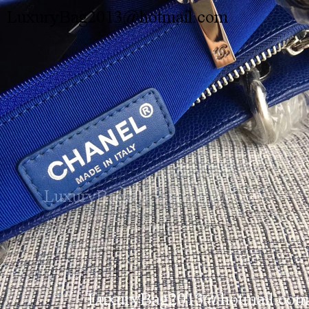 Chanel LE Boy Grand Shopping Tote Bag GST Blue Cannage Pattern A50995 Silver Chanel LE Boy Grand Shopping Tote Bag GST Blue Cannage Pattern A50995 Silver