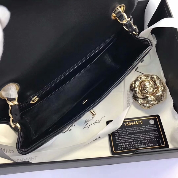 Chanel Classic Flap Bags Black Original Sheepskin Leather 1116 Gold Chanel Classic Flap Bags Black Original Sheepskin Leather 1116 Gold