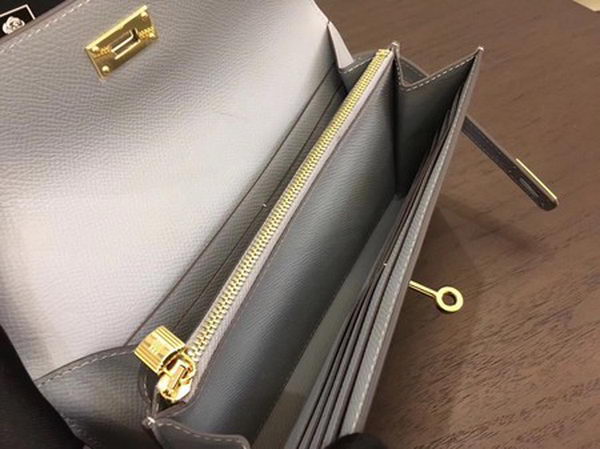 Hermes Kelly Epsom Leather Wallet H4086 Light Grey Hermes Kelly Epsom Leather Wallet H4086 Light Grey