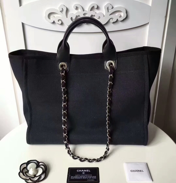 Chanel Medium Original Canvas Leather Tote Shopping Bag 66941K Chanel Medium Original Canvas Leather Tote Shopping Bag 66941K