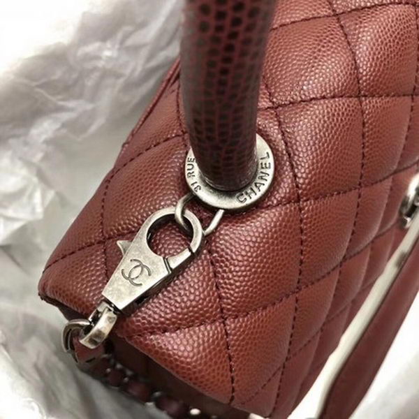 Chanel Classic Top Handle Bag Wine Cannage Pattern A92290 Silver Chanel Classic Top Handle Bag Wine Cannage Pattern A92290 Silver