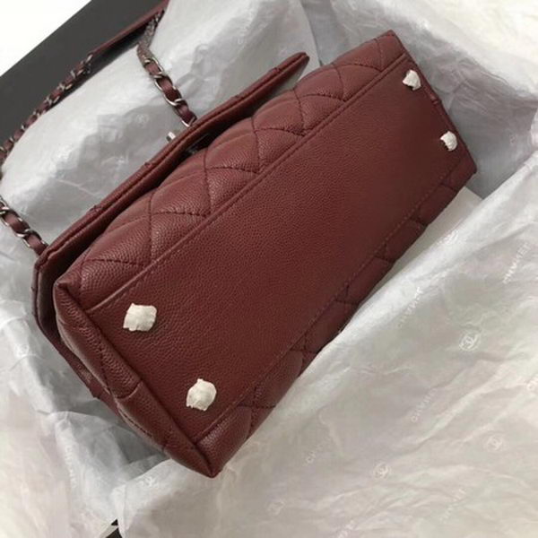 Chanel Classic Top Handle Bag Wine Cannage Pattern A92290 Silver Chanel Classic Top Handle Bag Wine Cannage Pattern A92290 Silver
