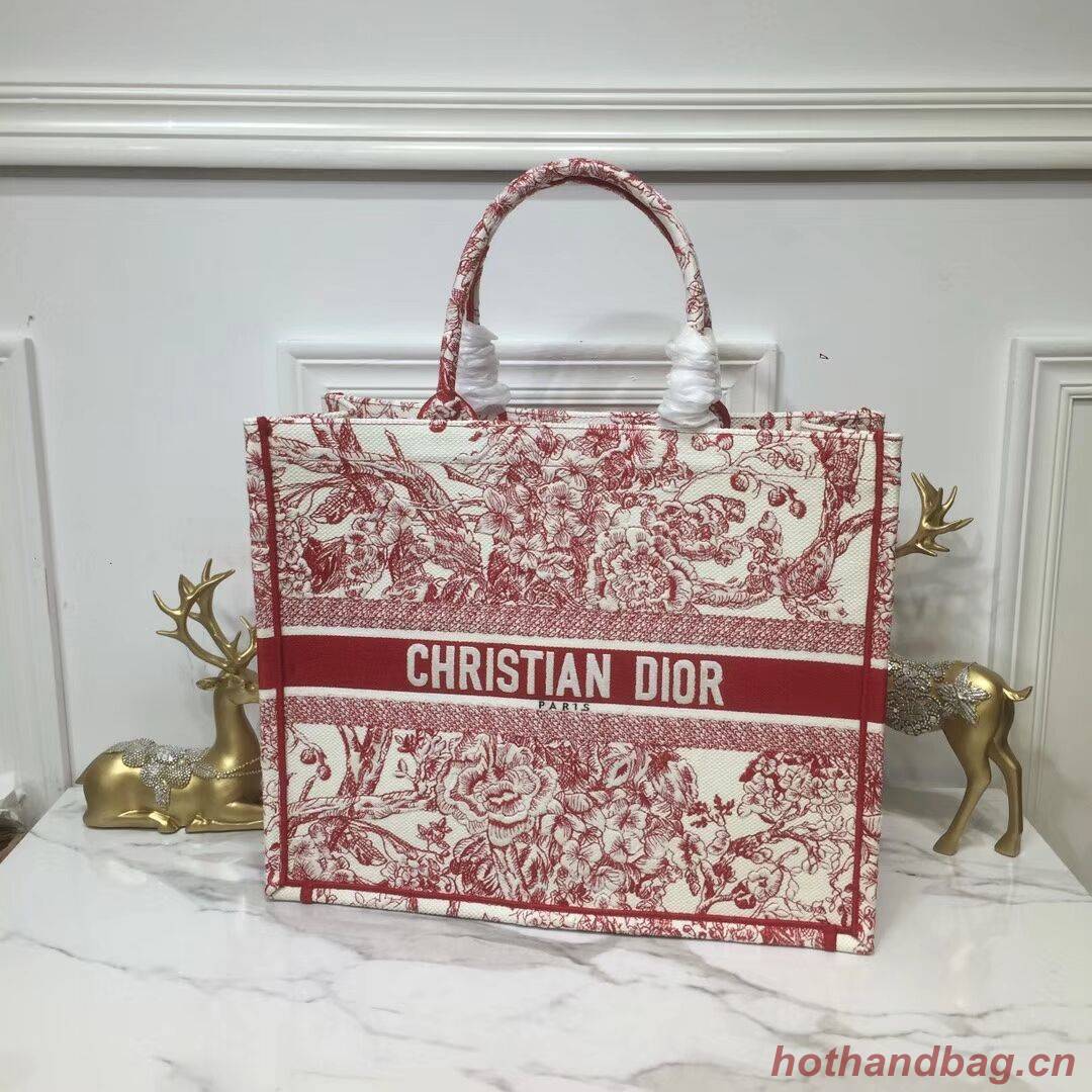DIOR BOOK TOTE BAG IN EMBROIDERED CANVAS C1286 Pink DIOR BOOK TOTE BAG IN EMBROIDERED CANVAS C1286 Pink