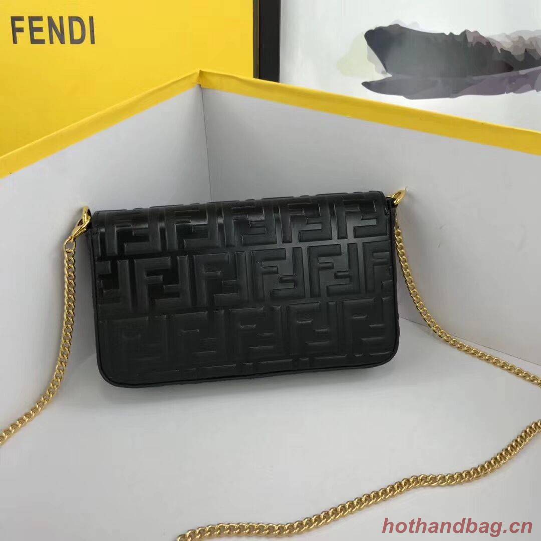 Fendi WALLET ON CHAIN WITH POUCHES leather mini-bag 8BS032 black Fendi WALLET ON CHAIN WITH POUCHES leather mini-bag 8BS032 black