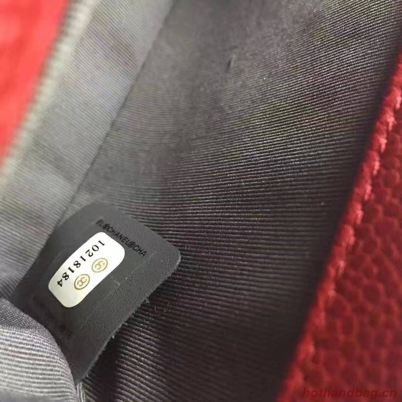 Chanel Le Boy Flap Shoulder Bag Original Cavier Leather A67085 Red Gold Buckle Chanel Le Boy Flap Shoulder Bag Original Cavier Leather A67085 Red Gold Buckle