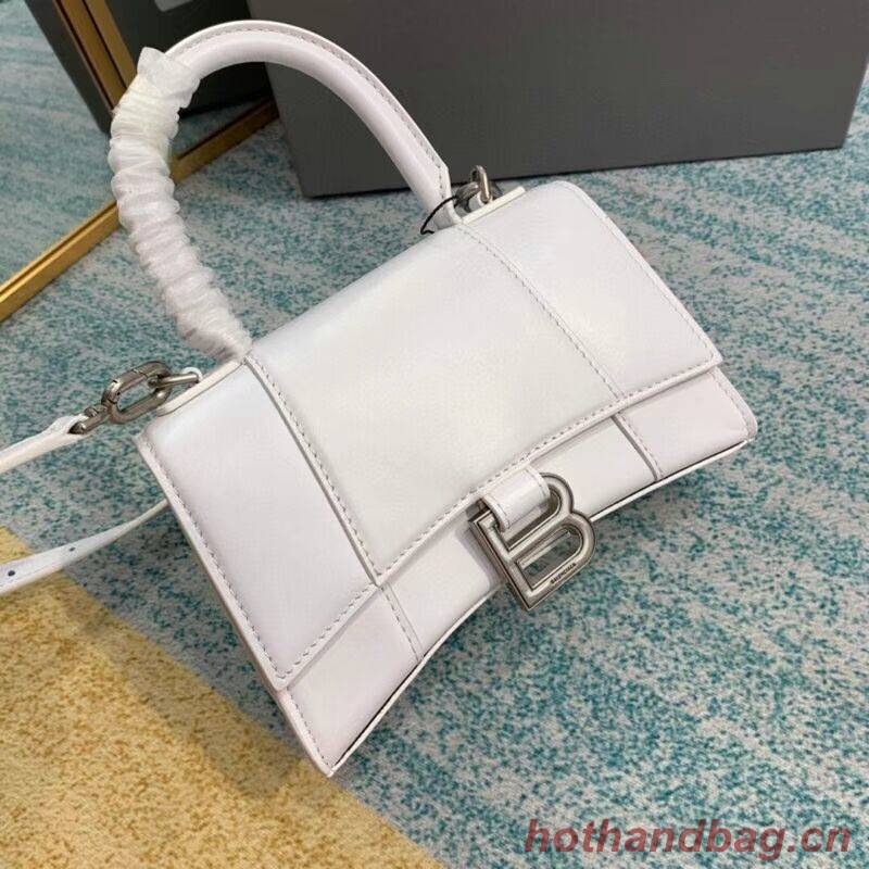Balenciaga Hourglass XS Top Handle Bag shiny box calfskin 28331 white Balenciaga Hourglass XS Top Handle Bag shiny box calfskin 28331 white