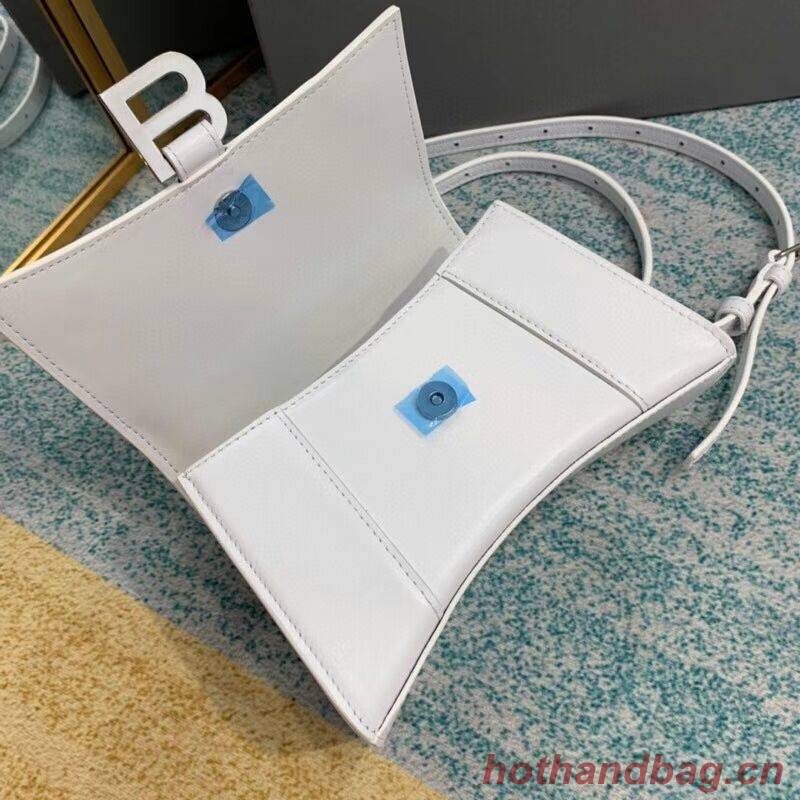 Balenciaga Hourglass XS Top Handle Bag shiny box calfskin 28331 white Balenciaga Hourglass XS Top Handle Bag shiny box calfskin 28331 white
