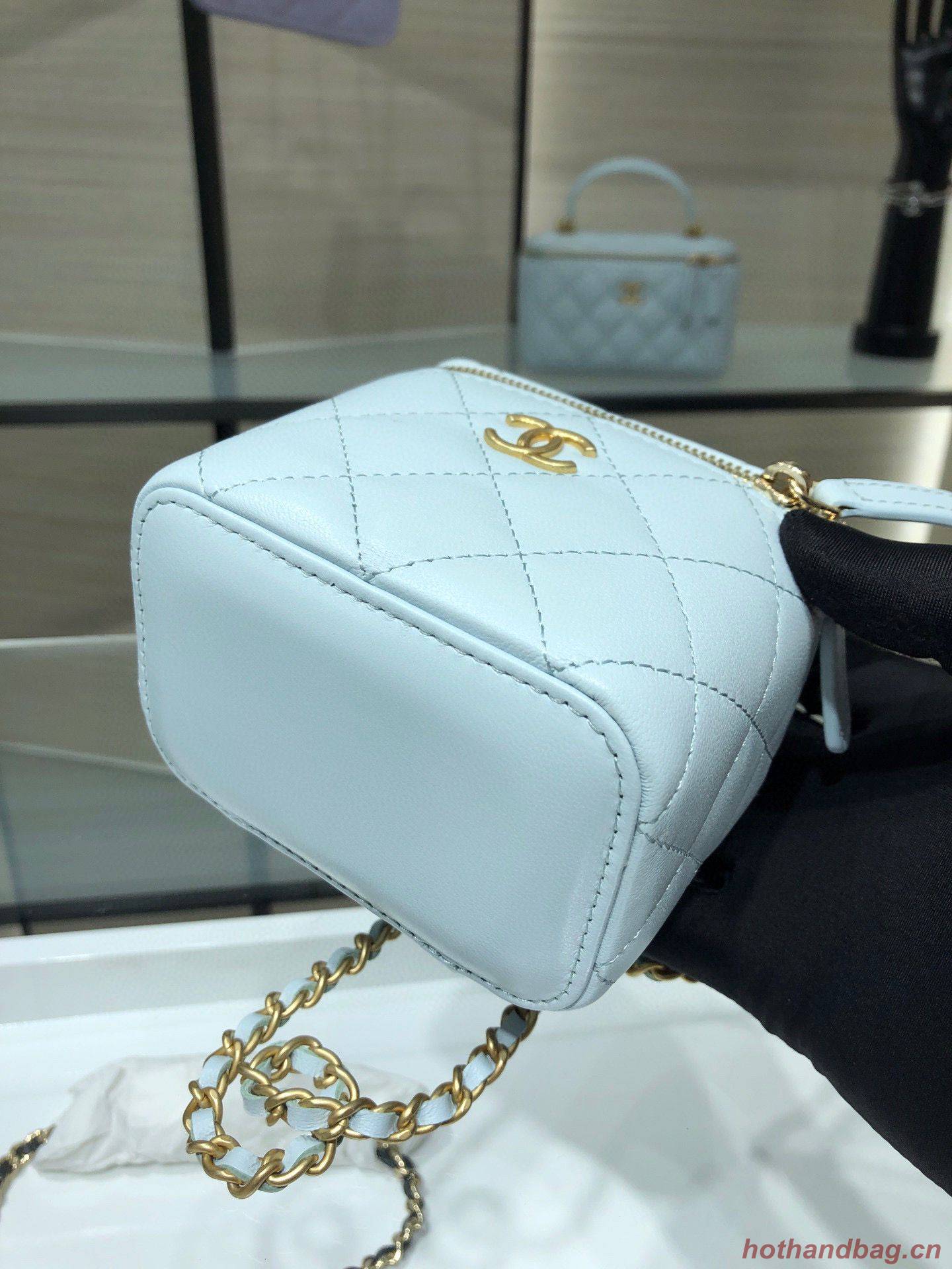 Chanel Original Small classic chain box handbag AP2198 Light Blue Chanel Original Small classic chain box handbag AP2198 Light Blue