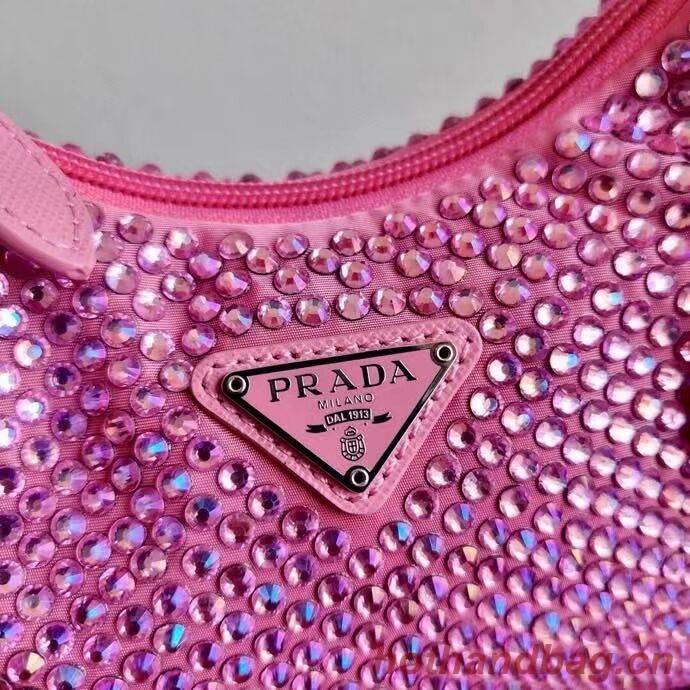 Prada Satin mini-bag with artificial crystals 1BE515Z pink Prada Satin mini-bag with artificial crystals 1BE515Z pink