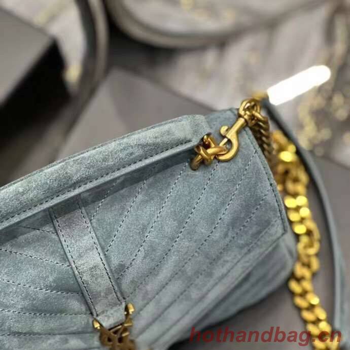 Yves Saint Laurent COLLEGE MEDIUM IN QUILTED SUEDE 600279 blue Yves Saint Laurent COLLEGE MEDIUM IN QUILTED SUEDE 600279 blue