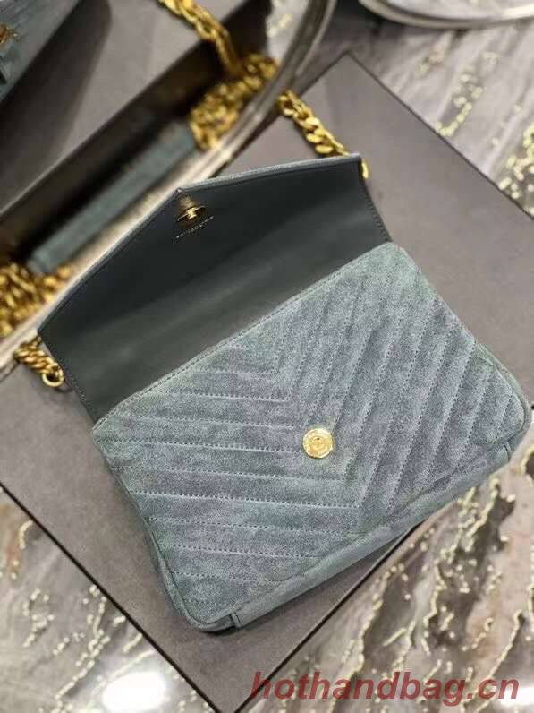 Yves Saint Laurent COLLEGE MEDIUM IN QUILTED SUEDE 600279 blue Yves Saint Laurent COLLEGE MEDIUM IN QUILTED SUEDE 600279 blue