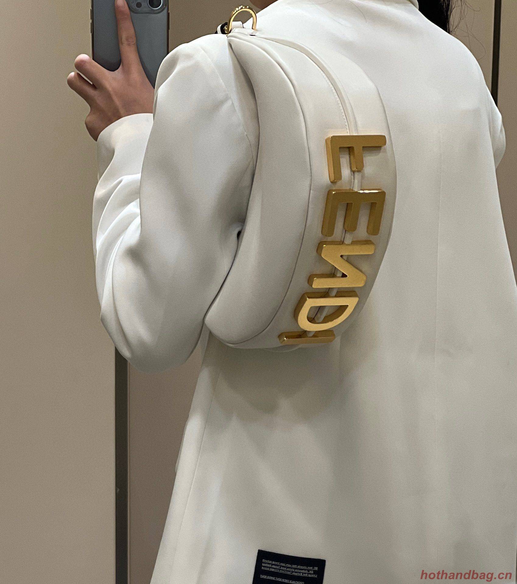 Fendi Praphy Original Leather Big Logo Bag 80056M White Fendi Praphy Original Leather Big Logo Bag 80056M White