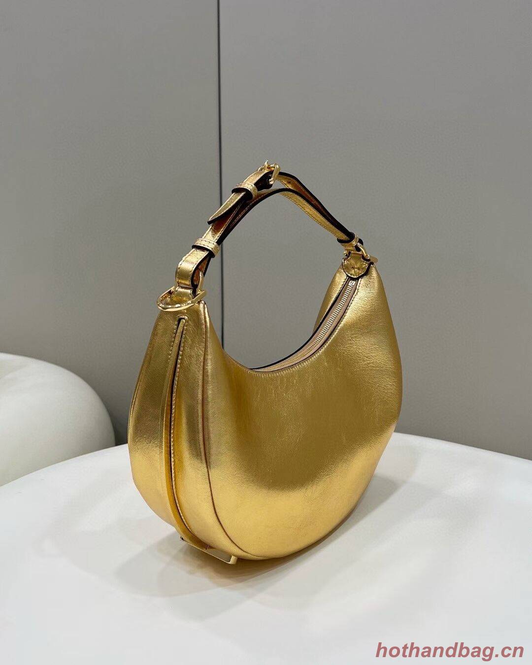 Fendigraphy Small Gold laminated leather bag 8BR798A Fendigraphy Small Gold laminated leather bag 8BR798A