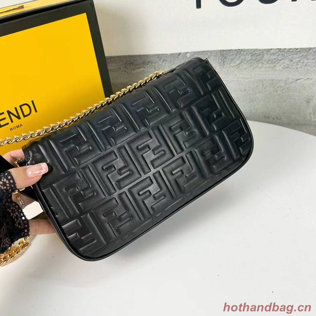 Fendi Baguette nappa leather bag F0881 Black Fendi Baguette nappa leather bag F0881 Black