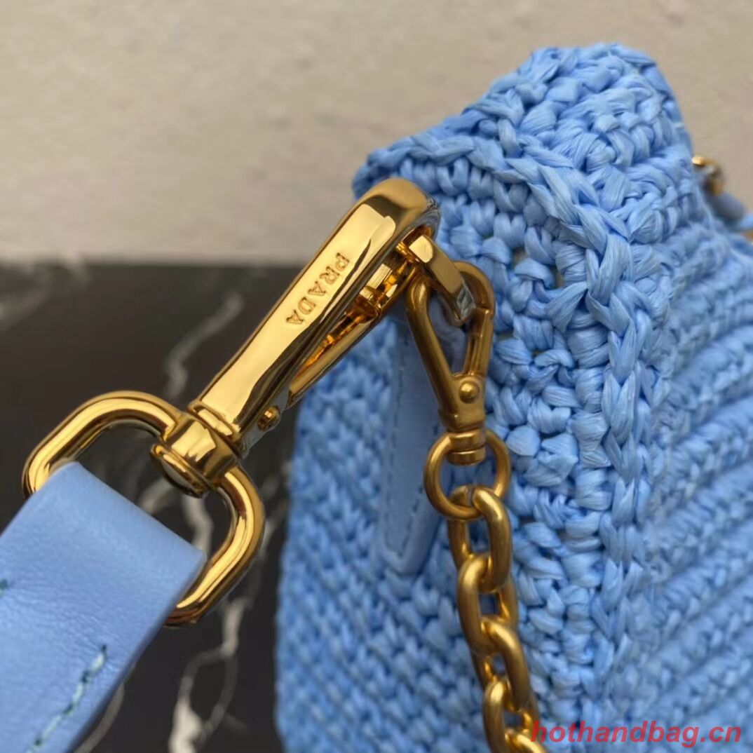 Prada Re-Edition 2005 raffia bag 1BH204 sky blue Prada Re-Edition 2005 raffia bag 1BH204 sky blue