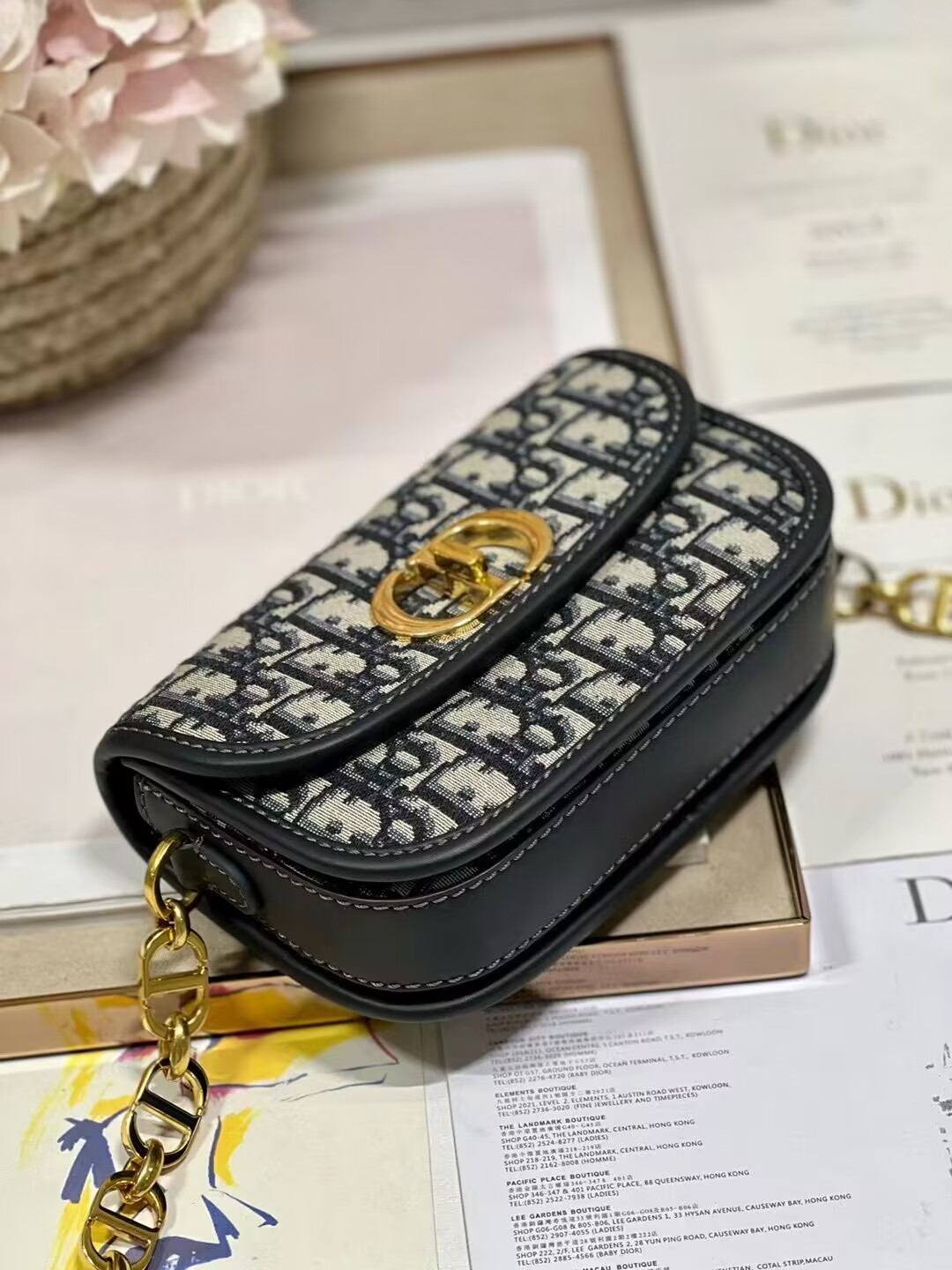 DIOR SMALL 30 MONTAIGNE AVENUE BAG Blue Dior Oblique Jacquard M9261UT DIOR SMALL 30 MONTAIGNE AVENUE BAG Blue Dior Oblique Jacquard M9261UT