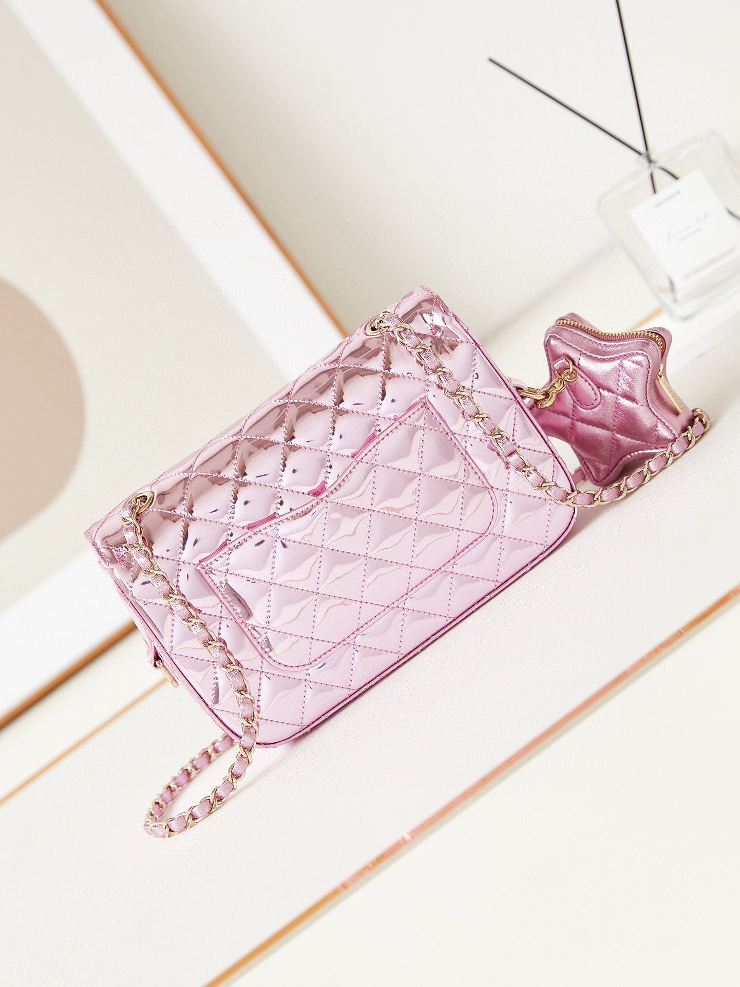 Chanel 24C Original Leather Flap Bag & Star Coin Bag AS4648 Pink Chanel 24C Original Leather Flap Bag & Star Coin Bag AS4648 Pink