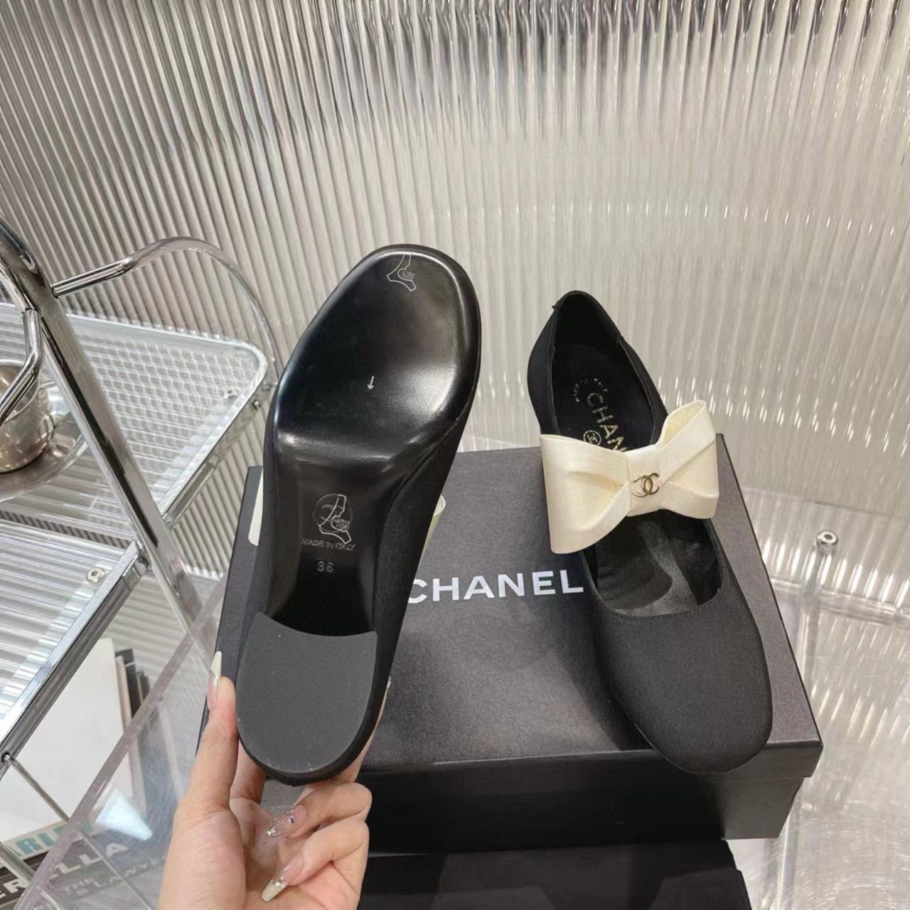 Chanel 24C Bow Mary Jane Shoes Original Calf Leather 55MM Heels C85923 Black Chanel 24C Bow Mary Jane Shoes Original Calf Leather 55MM Heels C85923 Black