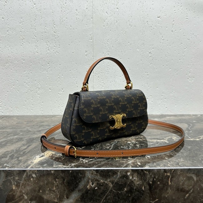 CELINE TEEN CELINE LOLA IN TRIOMPHE CANVAS AND CALFSKIN 119533 tan