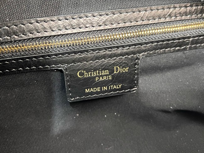 Dior Medium D-Journey Bag in Shiny Goatskin Flat Macrocannage M2417UCUQ black