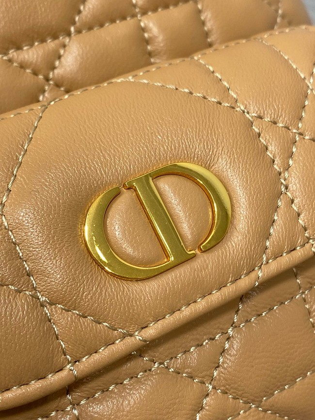 Small Dior Caro Bucket Bag Macrocannage Lambskin M3372 Light Gold-Tone