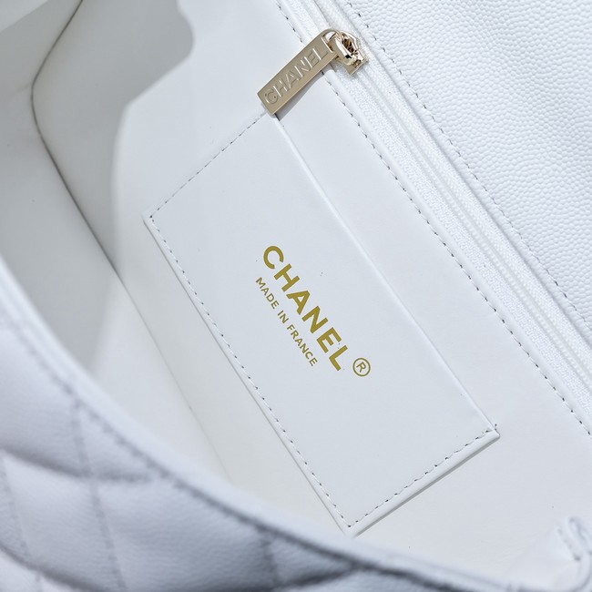 Chanel SMALL FLAP BAG CLUTCH WITH CHAIN Gold-Tone Metal AS5554 WHITE