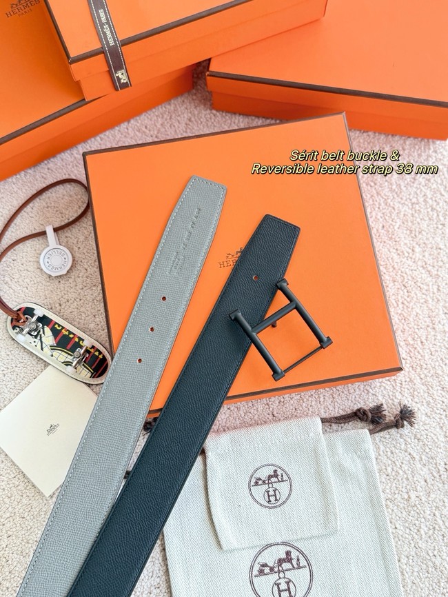 Hermes Epsom calfskin double-sided leather belt 66012